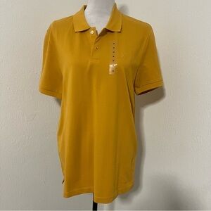 Men’ Express Medium X-Logo Perfect Pima Cotton Pique Polo Mustard Business NWT